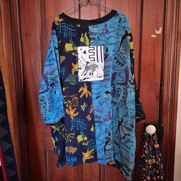 LA Cera Colorful Bohemian Button Down Top 4X Tunic Festival - Picture 13 of 14